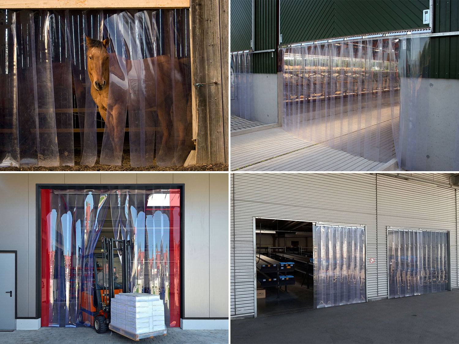 {{ Process.Description.Global.ItemName.German }} PVC strip curtain, slats 300 x 3 mm transparent, height 4.50 m, width 5.00 m (4.10 m), stainless steel