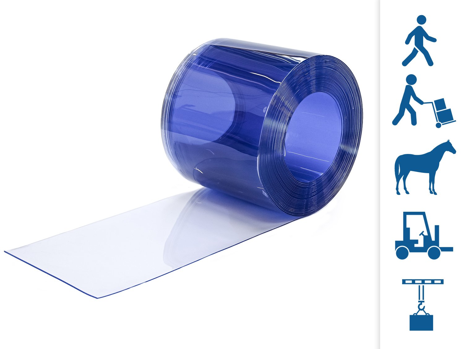 PVC strips in rolls, 3 x 300 mm, 50 m, transparent