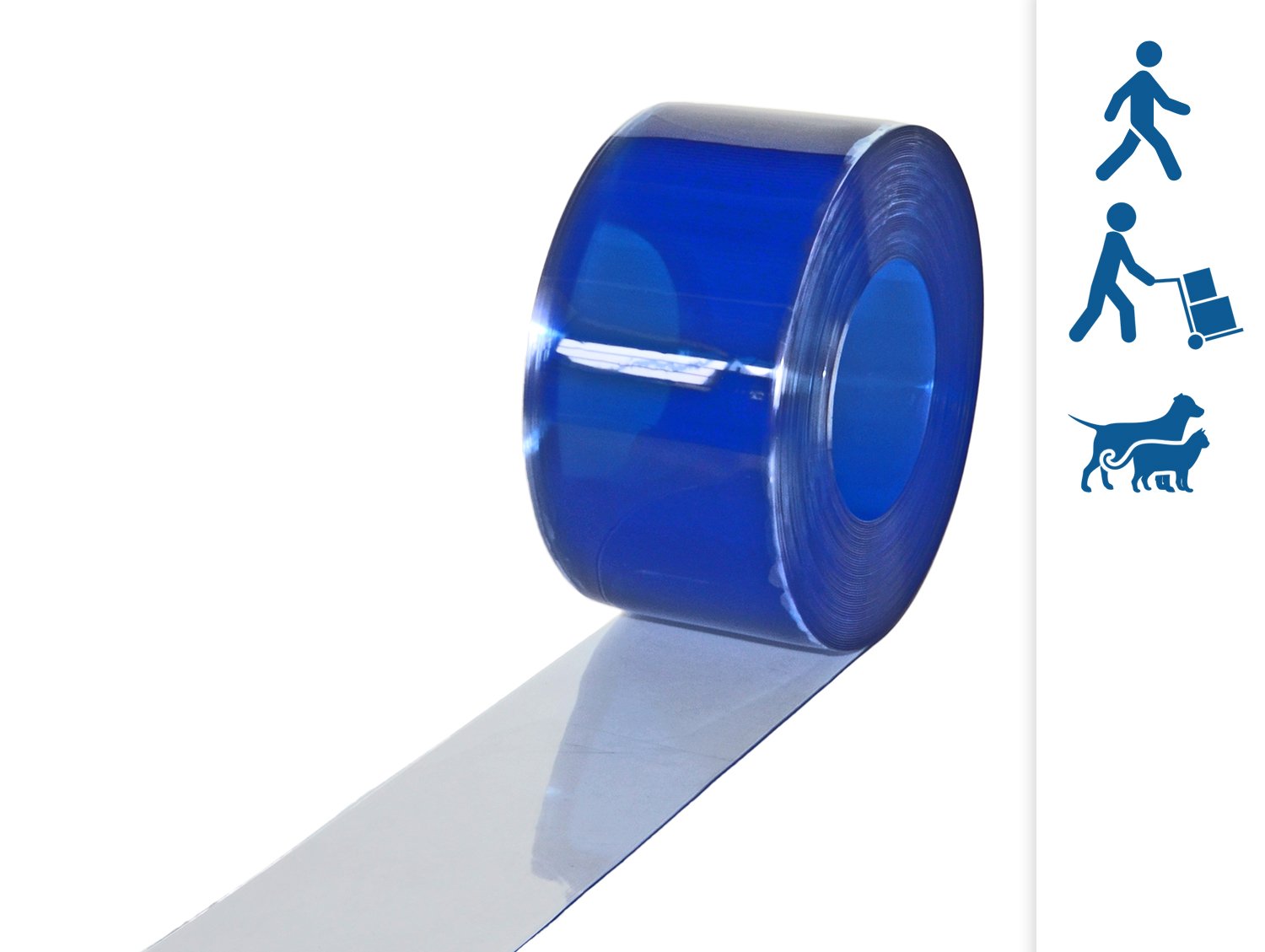 PVC strips in rolls, 2 x 200 mm, 50 m, transparent