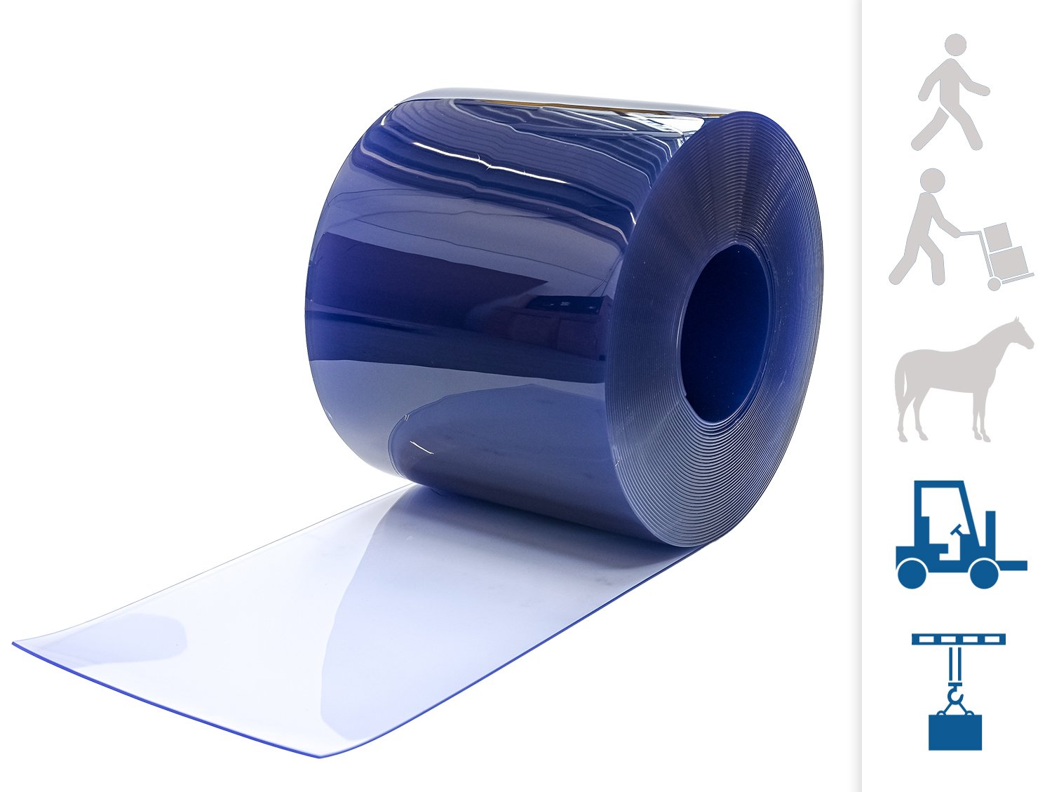 PVC strips in rolls, 4 x 400 mm, 50 m, transparent