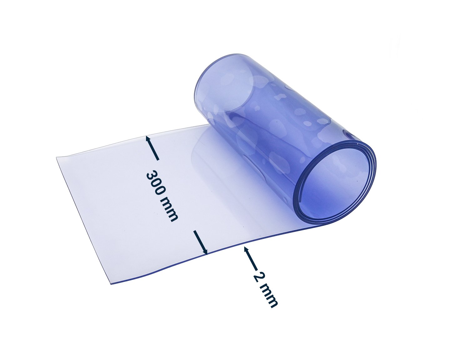 PVC strips transparent, smooth, 2 x 300 mm