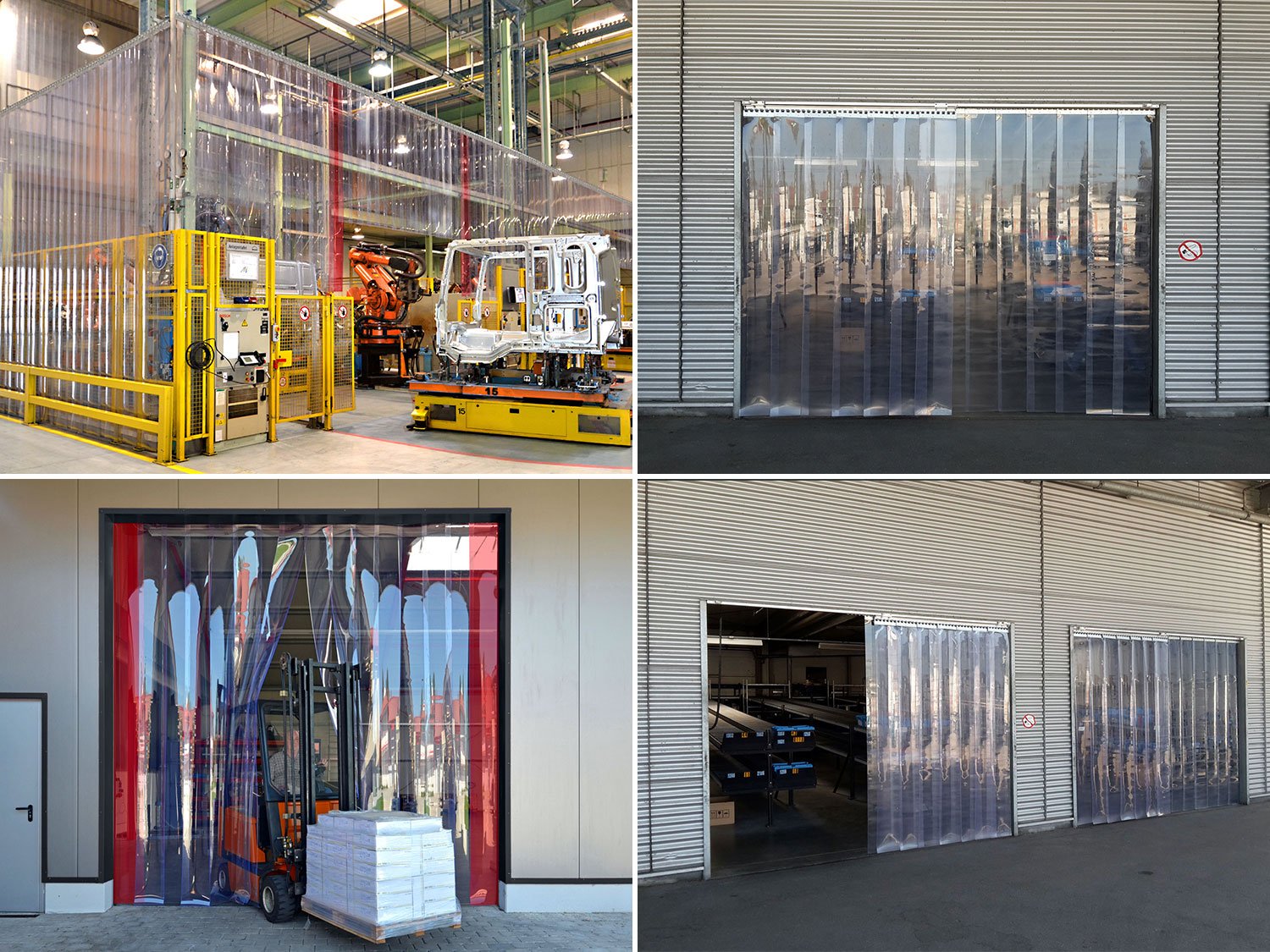 PVC strip curtain, slats 400 x 4 mm transparent, height 2.00 m, width 1.60 m (1.50 m), galvanised PVC strips transparent, smooth, 4 x 400 mm