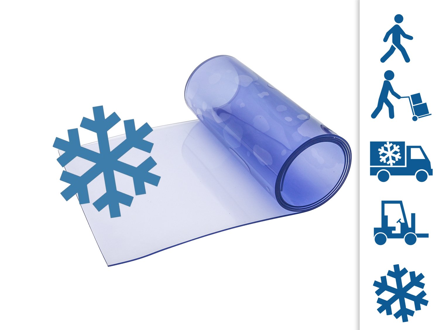 PVC strips transparent, smooth, 3 x 300 mm, freezer range cold resistant temperature resistance +30/-25°c